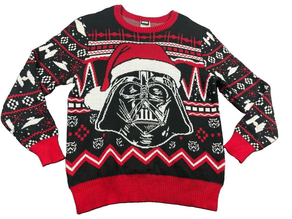 Star Wars Darth Vader Merry Sithmas Christmas Ugly Sweater Black Red Size L